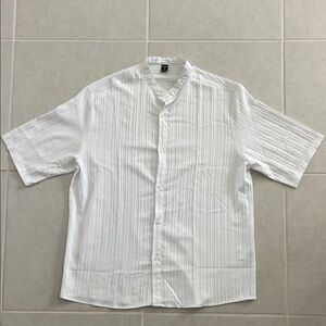 SHEIN White Textured Men's Button Down Shirt